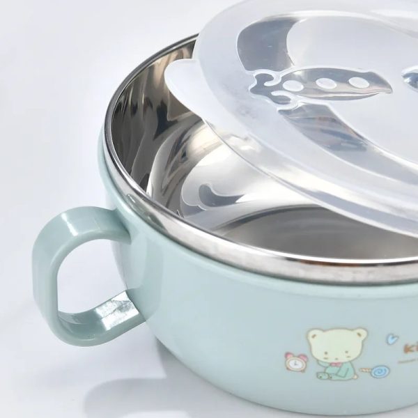 Baby Feeding Bowl with Lids Stainless Steel Insulated Bowl Spoon Set - Image 5