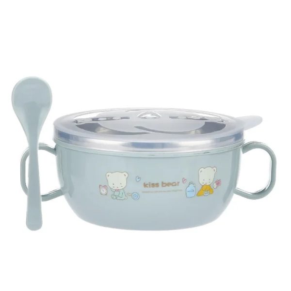 Baby Feeding Bowl with Lids Stainless Steel Insulated Bowl Spoon Set - Image 7