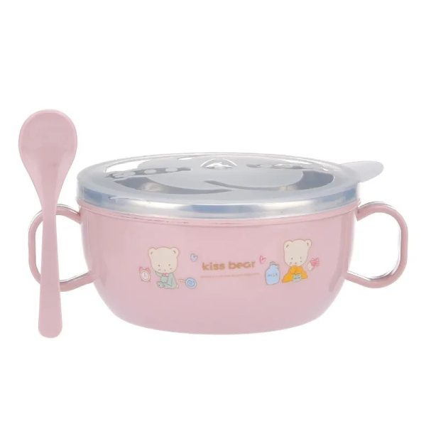 Baby Feeding Bowl with Lids Stainless Steel Insulated Bowl Spoon Set - Image 8