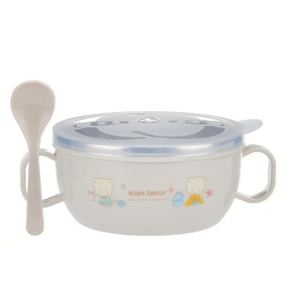 Baby Feeding Bowl with Lids Stainless Steel Insulated Bowl Spoon Set - Image 9