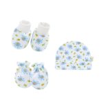 Newborn Baby Cartoon Anti-scratch Mittens Gloves Socks and Cap Set