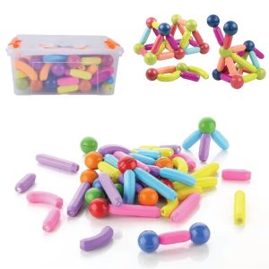 Kids Brain Develop Educational Toy Magnetic Sticks And Balls Box