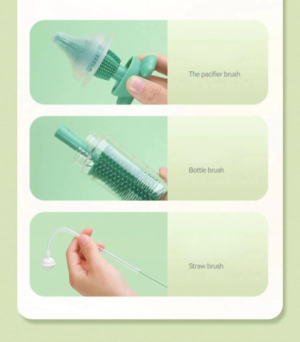 3 Pcs Silicone Pacifier Bottle Cleaning Brush - Image 9