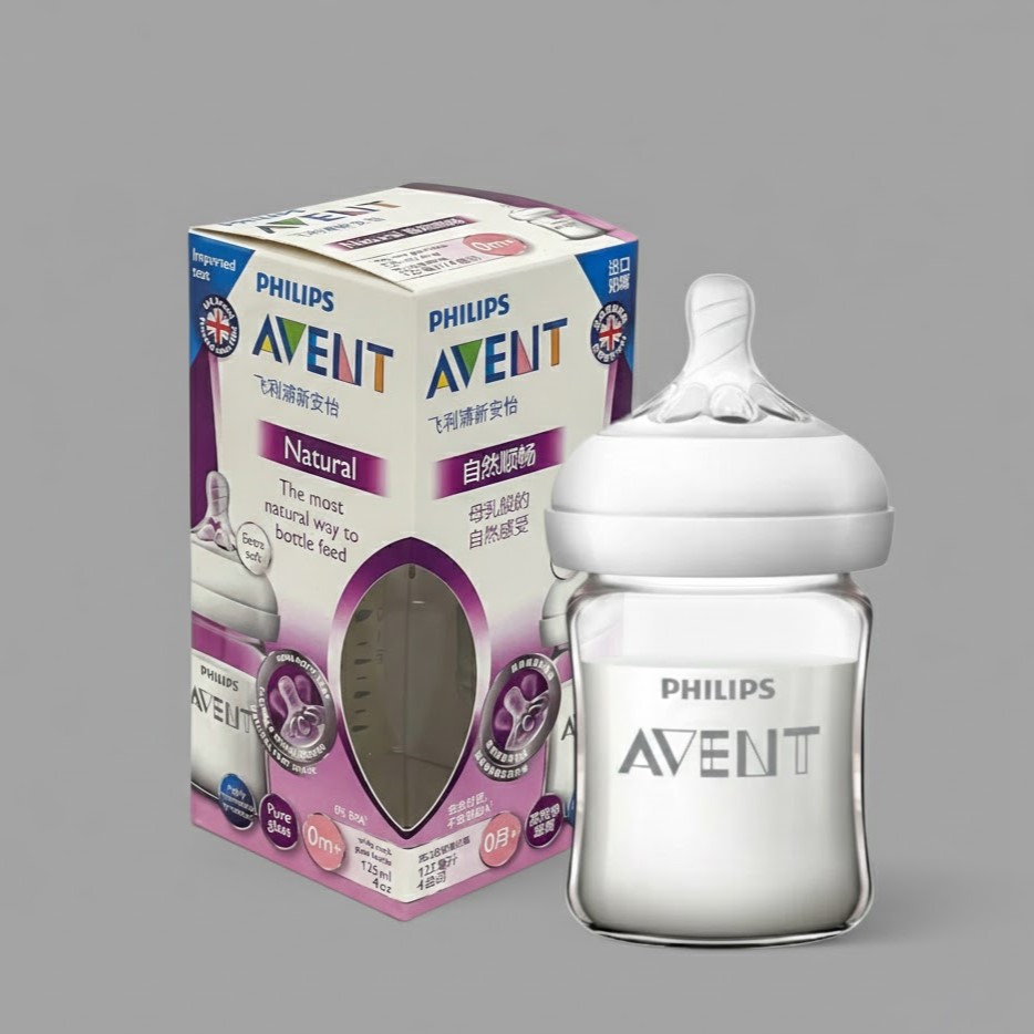 39500-philips-avent-natural-glass-feeding-bottle-125ml---0m-scf67813-3 125ml Philips Avent Natural Glass Feeding Bottle - Image 1