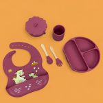 7Pcs Silicone Printed Feeding Set