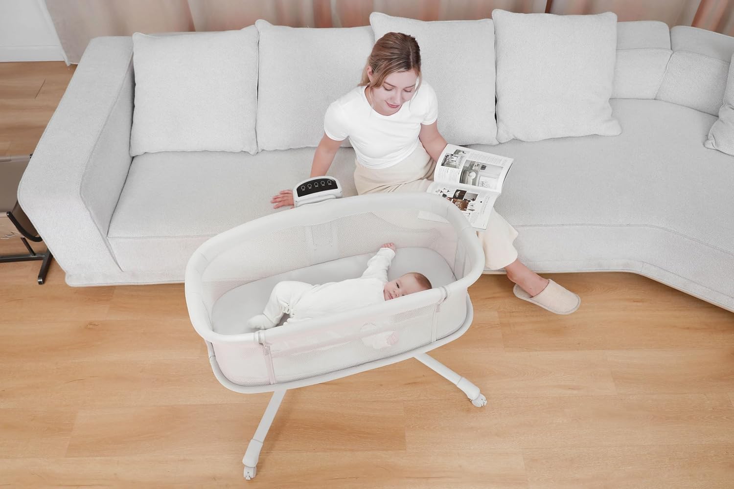 81W0XBaUxlL._SL1500_ Mastela Baby Bedside Crib Bassinet with Mosquito Net - Image 1